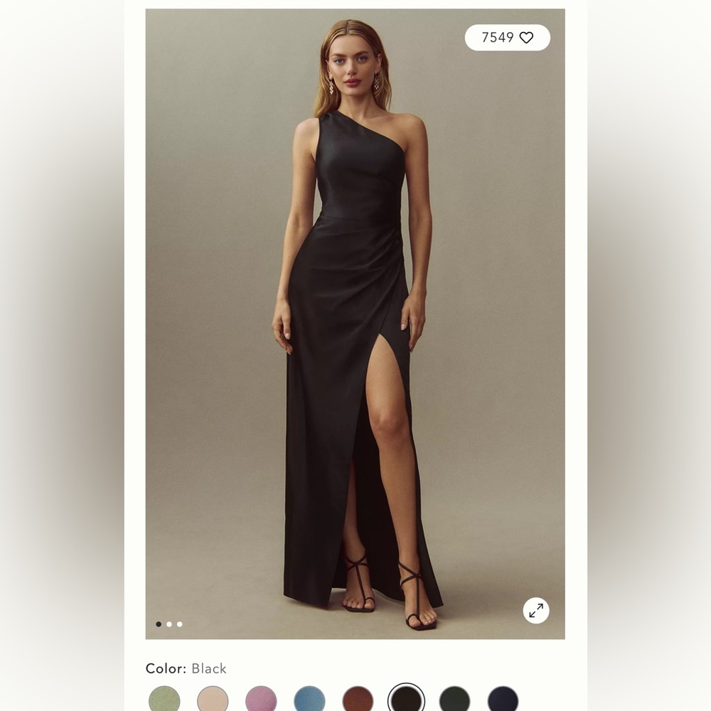 BHLDN Black One-Shoulder Gown